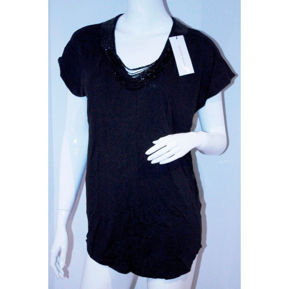 COLLECTIVE CONCEPTS Beaded Necklace TOP Shirt ( S )
